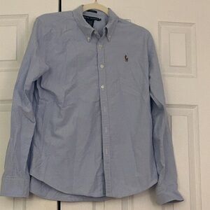 Ralph Lauren Boys Size 14 Blue Oxford Shirt Slim Fit Long Sleeve Button Down